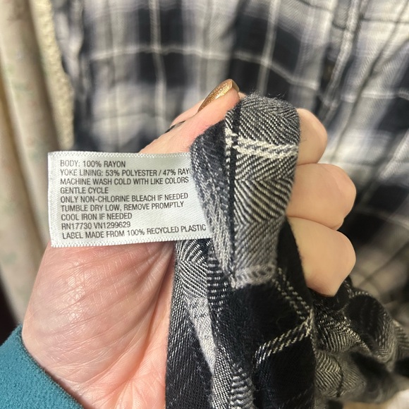 Knox Rose Plaid Shirt Dress – Black & White Soft Flannel – XL - Picture 5 of 6